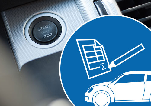 Icon Wertermittlung bei Leasingrücknahmen - Start Stop Knopf im Armaturenbrett eines Fahrzeugs